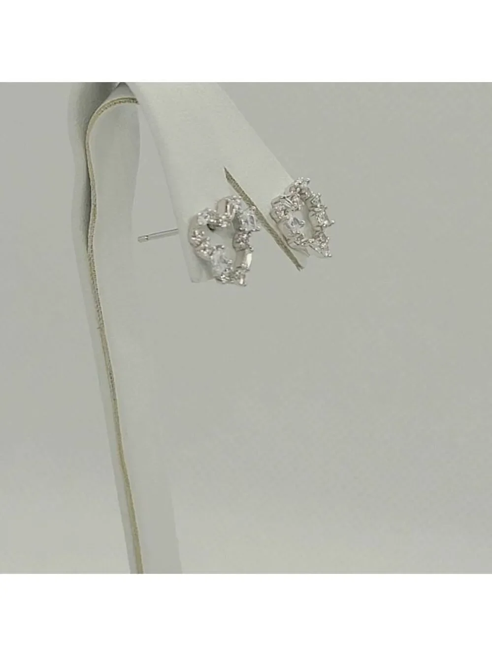 Brand New Sterling Silver 925 Heart With cubic zirconia Stones  Earrings